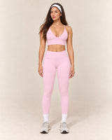 V-Neck Leggings Set in Pink — front