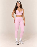 V-Neck Leggings Set in Pink — front three quarter