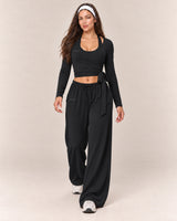 Wrap Lounge Set in Black — front step