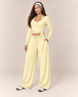Wrap Lounge Set in Butter Yellow — front three quarter