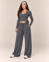 Wrap Lounge Set in Charcoal — front three quarter