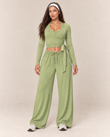 Wrap Lounge Set in Sage Green — front