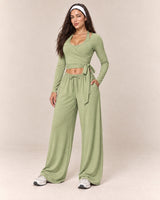 Wrap Lounge Set in Sage Green — front three quarter
